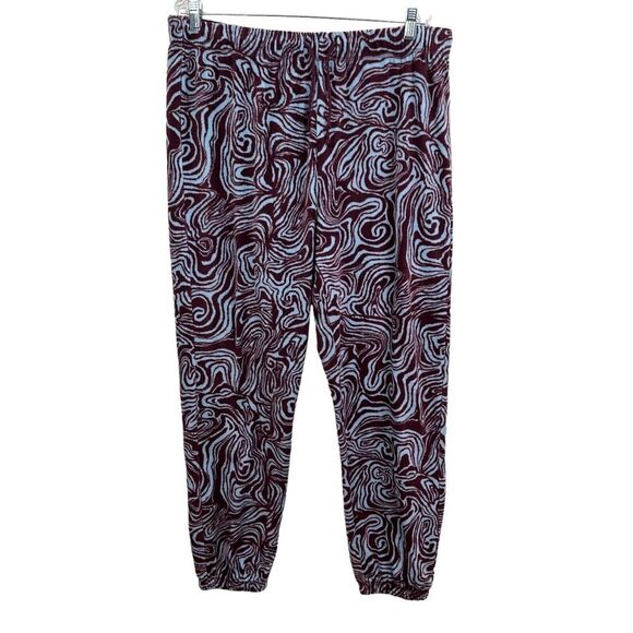 Abound Womens Fleece Pajama Pants Drawstring Elastic Waist Burgundy Blue‎ Sz XL